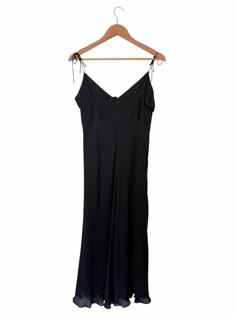 J.Crew Vintage 100% Silk Black Midi Dress 12 Tie Strap Y2K Cocktail